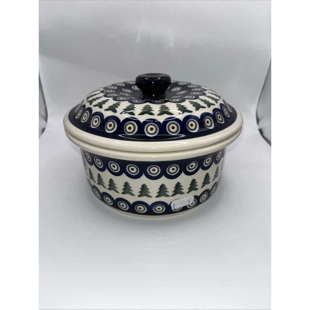 Zaklady Boleslawiec Polish Pottery Casserole Dish/Baker With Lid